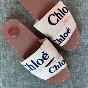 Chloe Woody Logo Slide Sandal